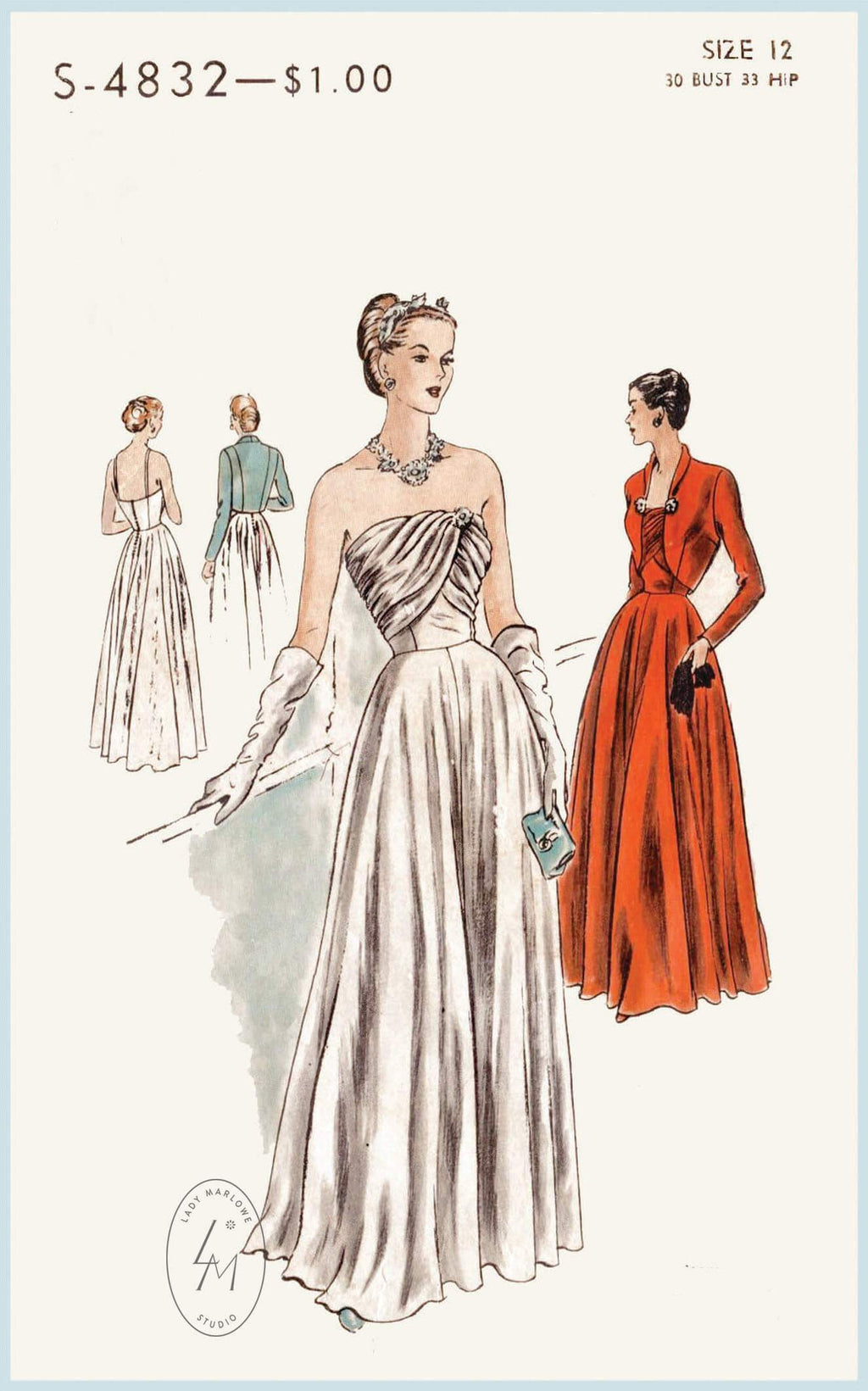 1940s strapless ball gown evening dress ...